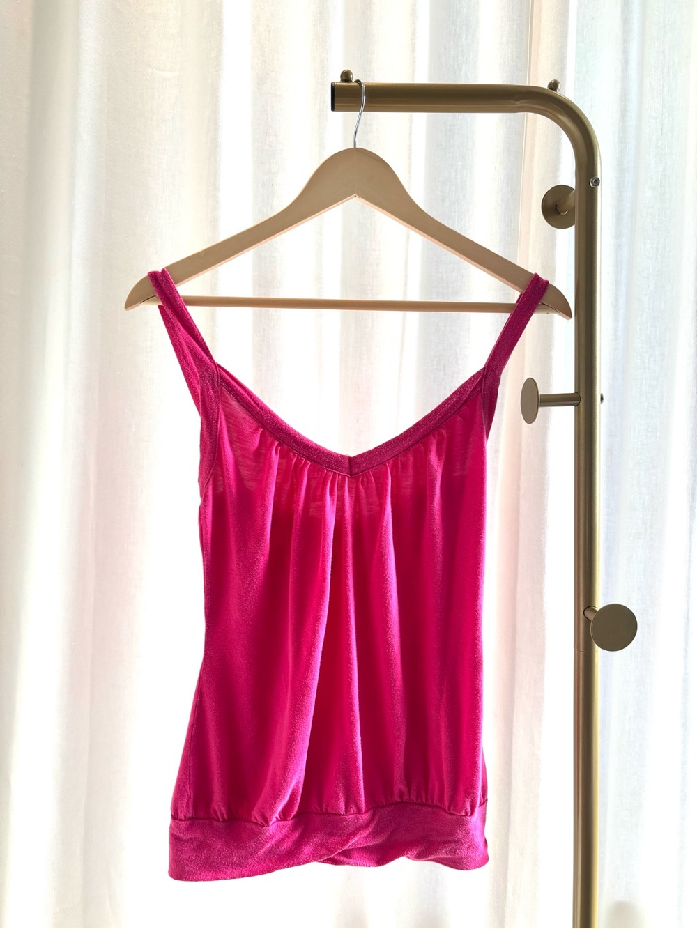 Talula Hot Pink Sleeveless V-Neck Tank Size XS- fabric washed & bottom twisted